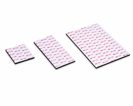 3M VHB 4910 clear double sided sticky pads size comparison showing small medium and large acrylic foam adhesive pads